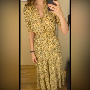 Yellow Floral Ruffled Dress